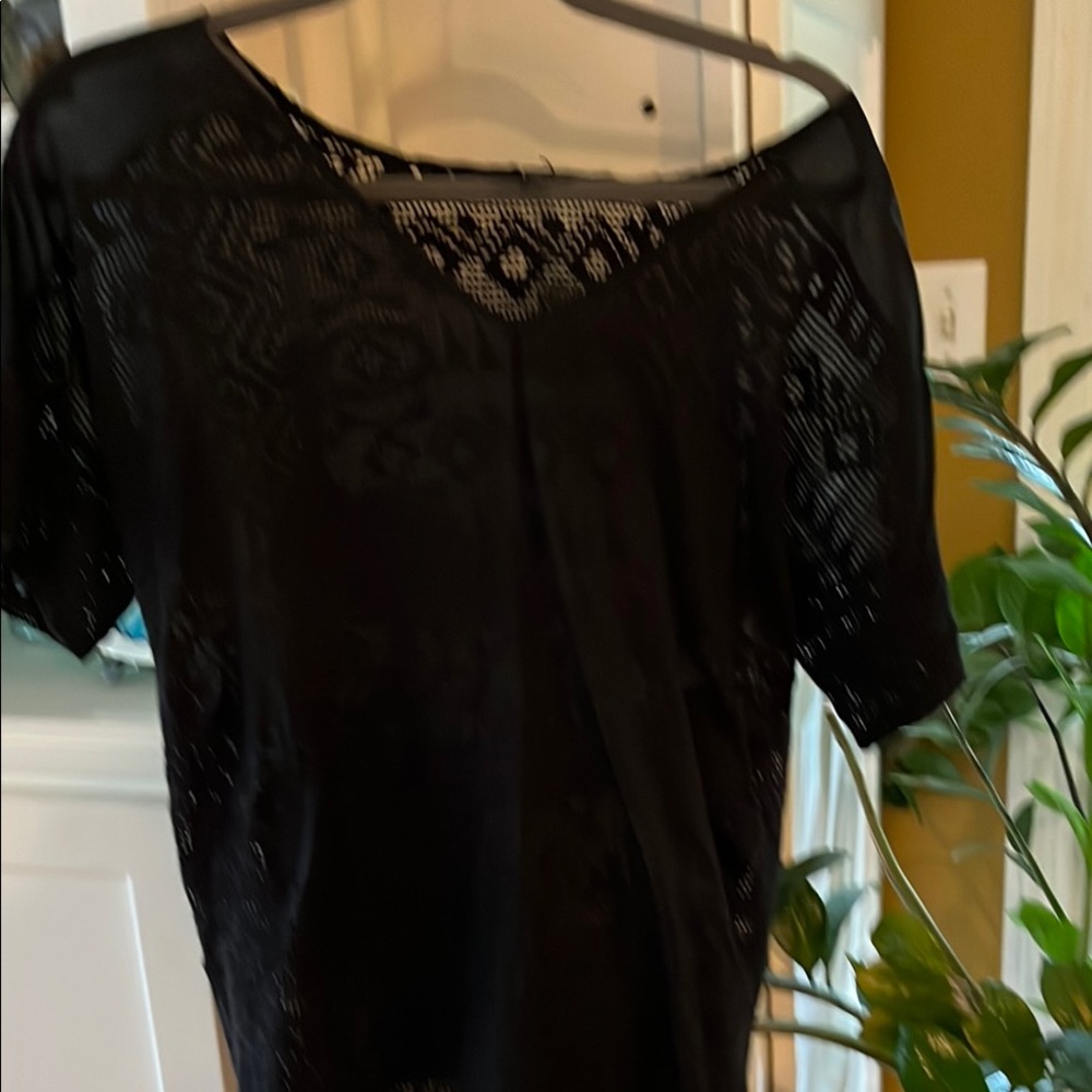 Banana Republic Black Short Sleeve Lace Top